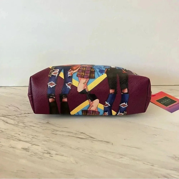Nikky By Nicole Lee Cosmetic Pouch Bag Pop Generation Gray/Burgundy - Picture 7 of 8
